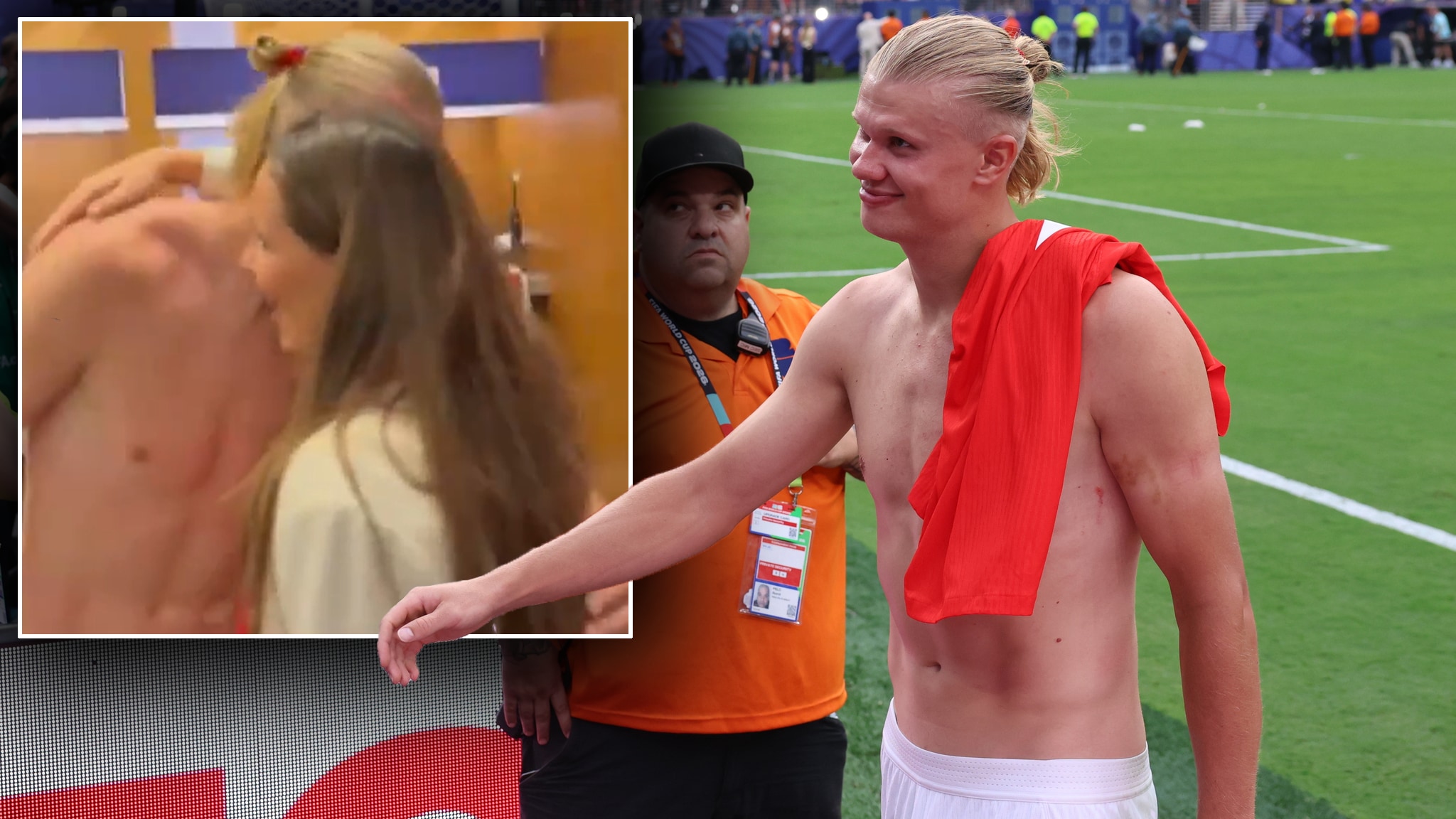 Sieg gegen Brasilien - Prinzessin umarmt halbnackten Erling Haaland