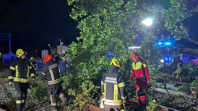 Schlaflose Nacht  - Sturm riss Bäume um und legte Badner Bahn lahm